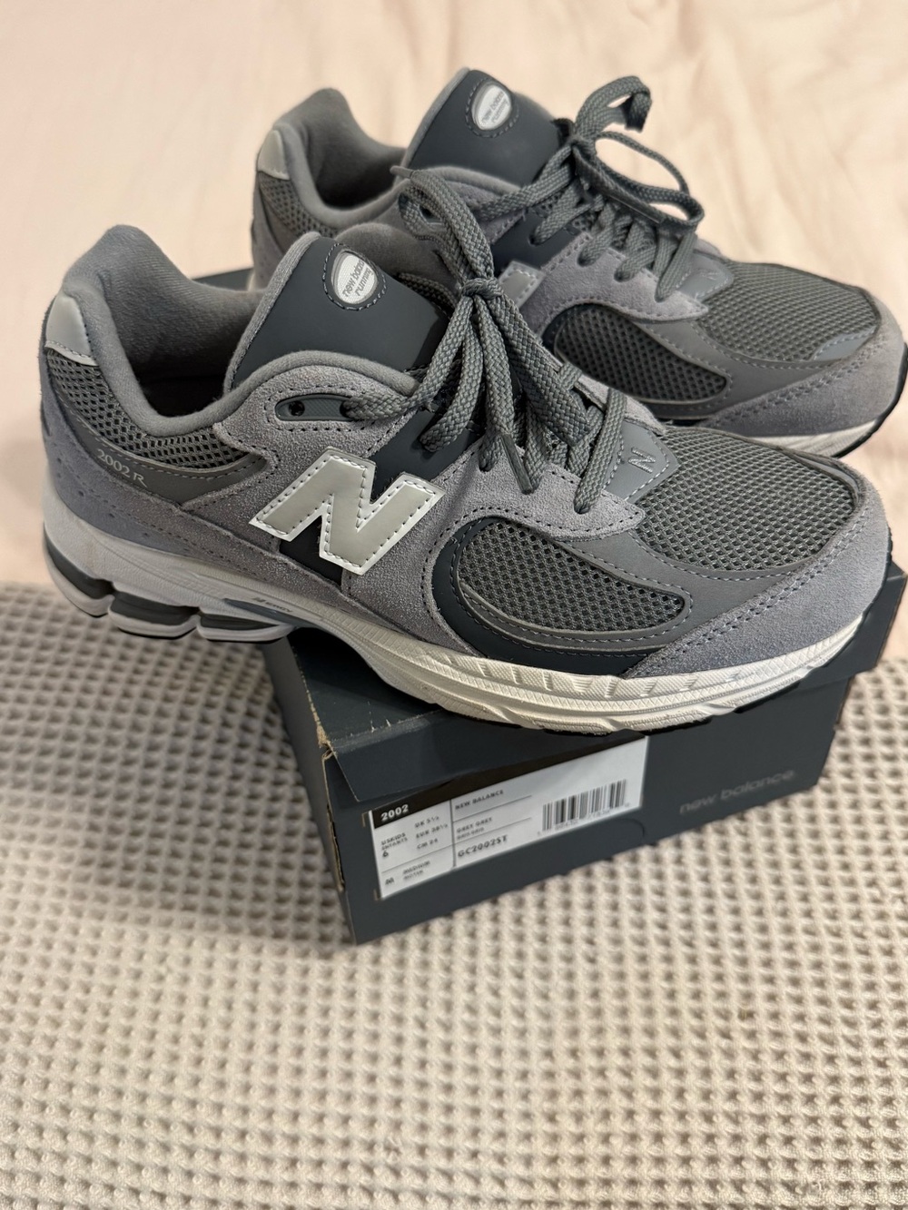 New Balance Grey Mesh & Suede Running Sneakers